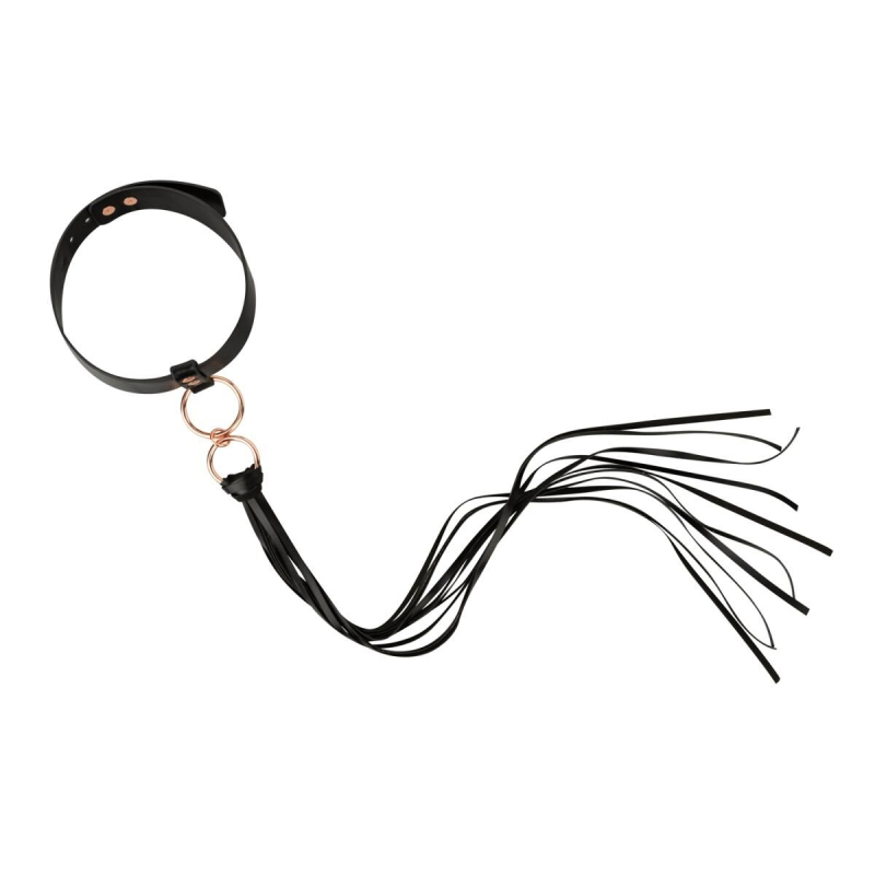 Ошейник с флогером Rosy Gold - Collar with Flogger - Black