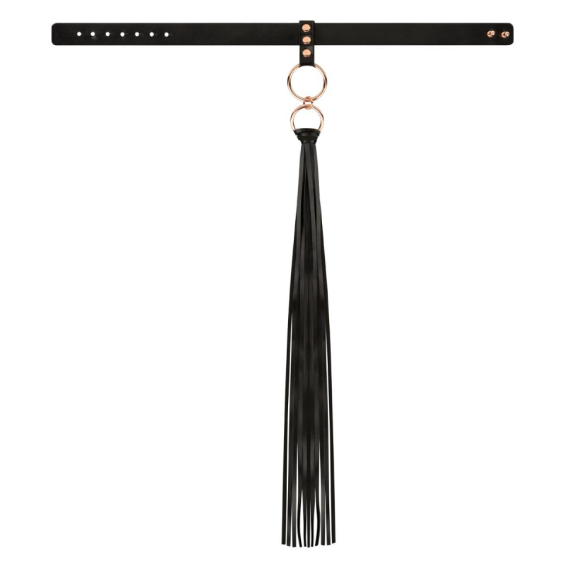 Ошейник с флогером Rosy Gold - Collar with Flogger - Black