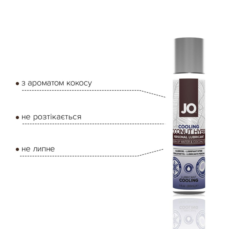 Охолоджувальна змазка-крем з кокосовою олією JO Coconut Hybrid COOLING (30 мл) біла