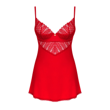 Пеньюар Obsessive Ingridia chemise & thong M/L, червоний, сорочка, стрінги