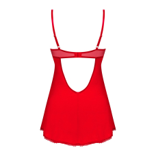 Пеньюар Obsessive Ingridia chemise & thong M/L, червоний, сорочка, стрінги