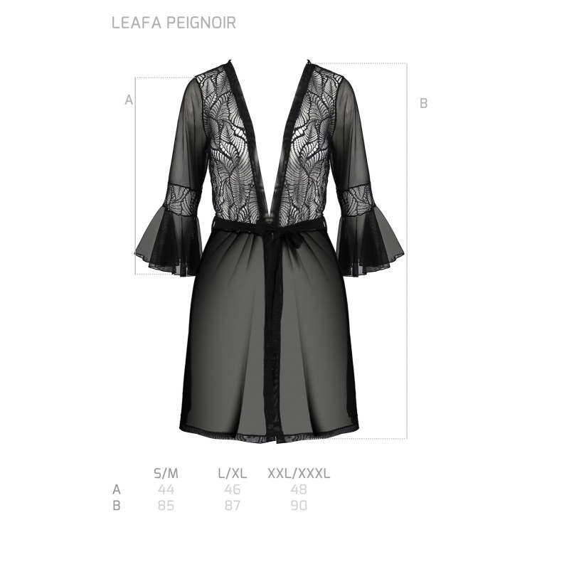 Пеньюар Passion LEAFA PEIGNOIR Черный 2XL/3XL – ECO Passion