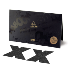 Пестіс стікіні Bijoux Indiscrets Flash Cross Чорний колір, наліпки на соски