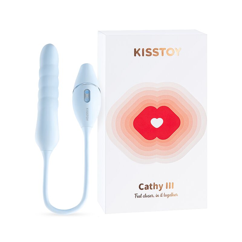 Двойной пульсатор с вакуумным стимулятором - KISSTOY Cathy III, голубой, 5 режимов вакуума и 10 режимов пульсации