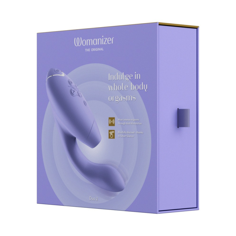 Womanizer Duo 2 Lilac – Подвійний вакуумний стимулятор з вібрацією (14 режимів вакууму + 10 вібрації)