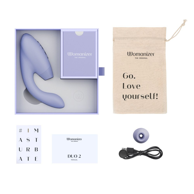 Womanizer Duo 2 Lilac – Подвійний вакуумний стимулятор з вібрацією (14 режимів вакууму + 10 вібрації)