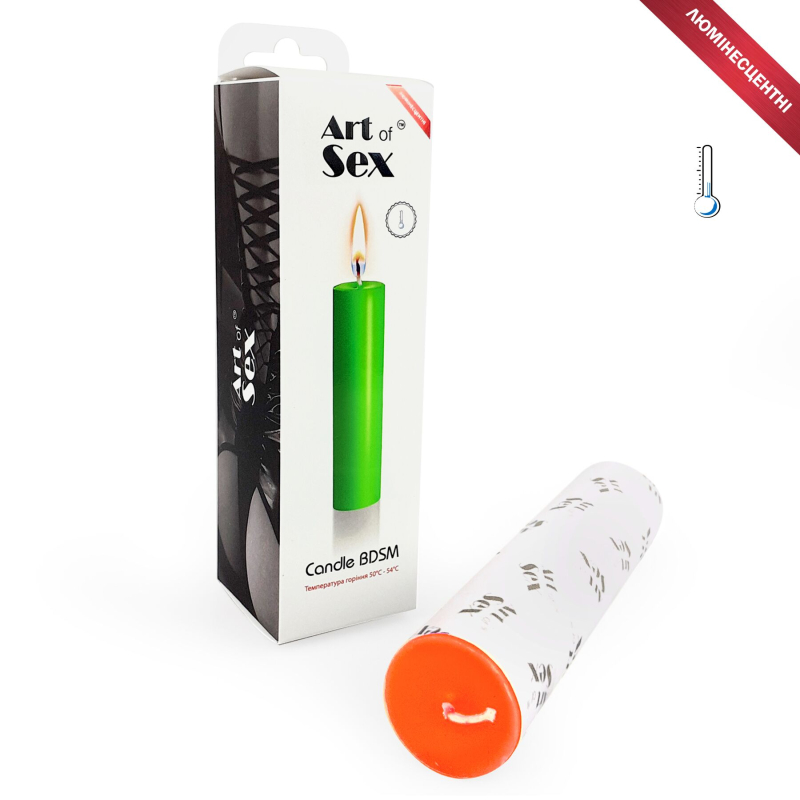 Оранжевая восковая свеча Art of Sex size M 15 см низкотемпературная, люминесцентная