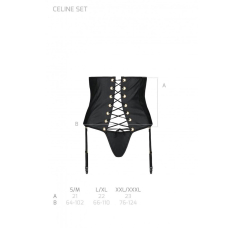 Пояс–корсет з екошкіри Passion CELINE SET 2XL/3XL, Білий, шнурівка, знімні пажі для панчіх, стрінги