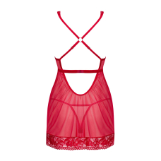 Прозора сорочка бебі–дол Obsessive Lacelove babydoll & thong M/L Червоний, мереживо, стрінги