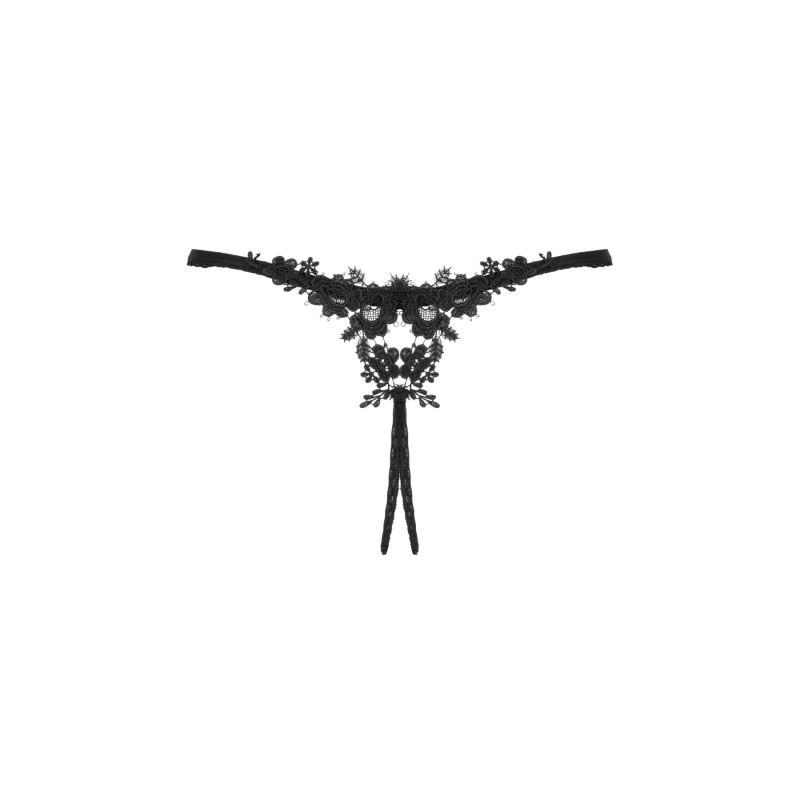 Прозрачные стринги с доступом Obsessive Celia Noir crotchless thong M/L