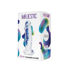 Прозорий фалоімітатор Alive Jelly Dildo Majestic, TPE, з присоскою, довжина 14.7 см, діам. 3.7 см