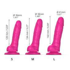 Реалістичний фалоімітатор Strap-On-Me Sliding Skin Realistic Dildo Fuchsia M, ефект рухливої шкіри, довжина 18.5 см