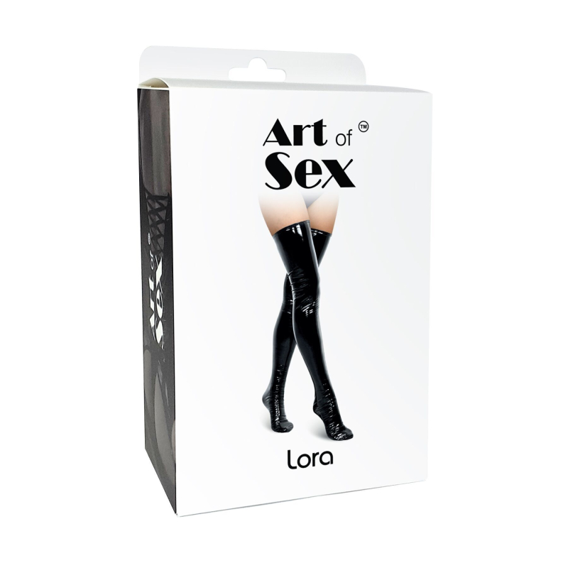 Сексуальні вінілові панчохи Art of Sex – Lora, розмір S, колір чорний