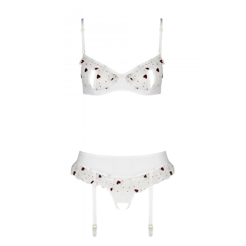 Сексуальний комплект з поясом для панчіх Passion LOVELIA SET 2XL/3XL, білий