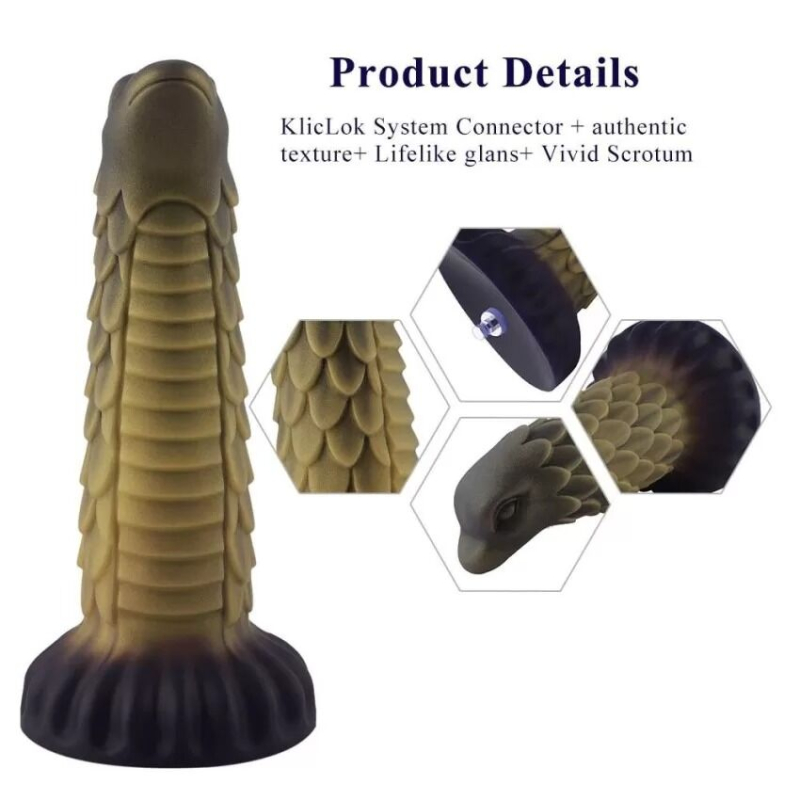 Силіконовий дилдо Hismith Squama Beast, Monster Series, довжина 22 см