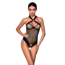 Сітчастий боді з халтером Passion Amanda Body 2XL/3XL, чорний колір