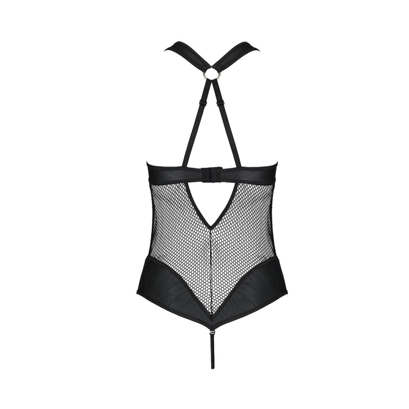 Сітчастий боді з халтером Passion Amanda Body 2XL/3XL, чорний колір