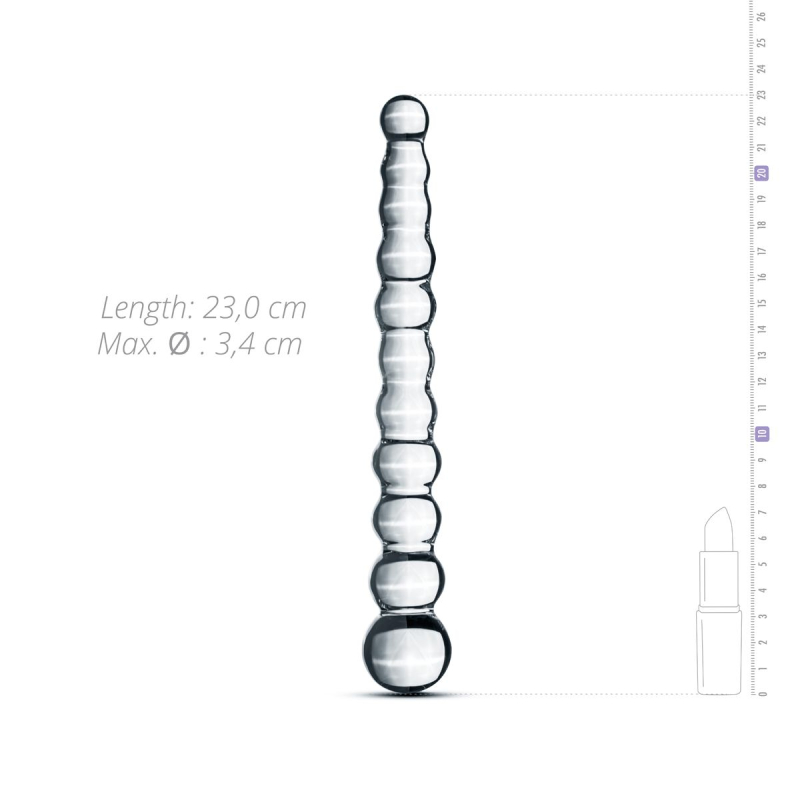 Скляний дилдо у вигляді намистин Gildo Glass Dildo No. 20, довжина 23 см