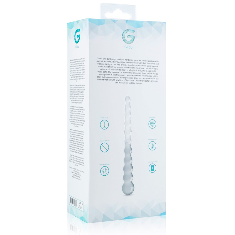 Скляний дилдо у вигляді намистин Gildo Glass Dildo No. 20, довжина 23 см