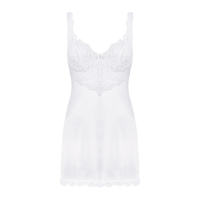 Сорочка Obsessive Amor Blanco с поддержкой и трусиками Белая L/XL