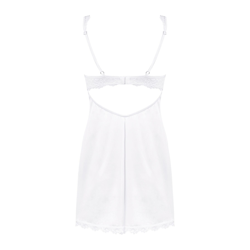 Сорочка Obsessive Amor Blanco с поддержкой и трусиками Белая L/XL