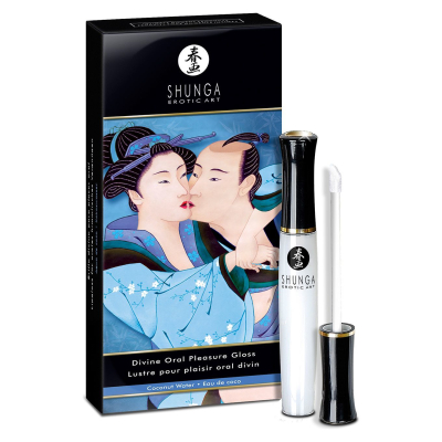Стимулювальний блиск для губ Shunga LIPGLOSS – Coconut Water (10 мл), ефект поколювання