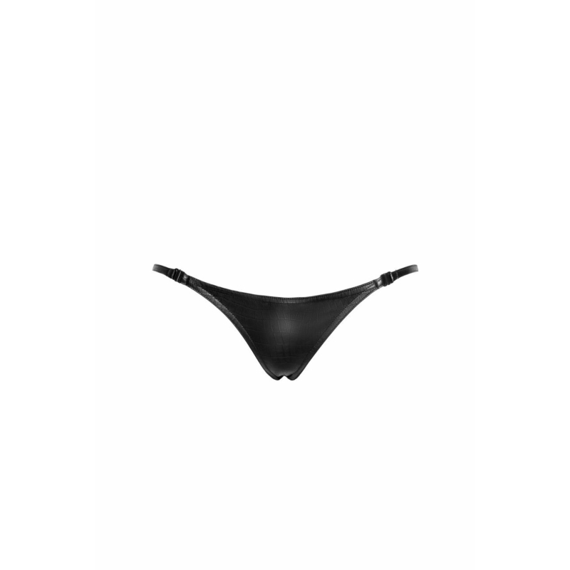 Трусики Noir Handmade P012 Wild crocodile wetlook thong with double opening – 3XL