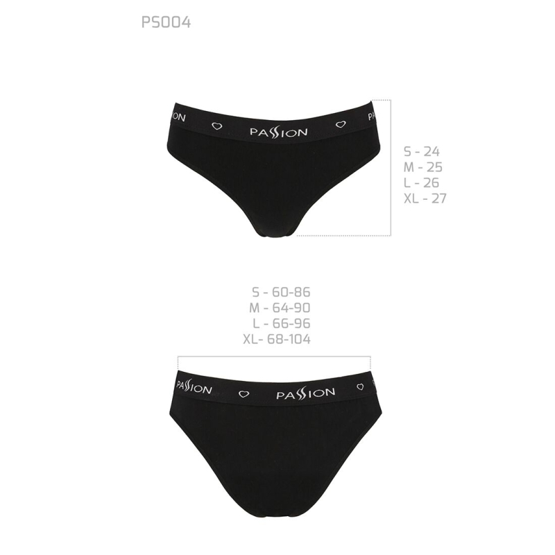 Трусики–сліпи з бавовни та еластаном Passion PS004 PANTIES XL, чорний колір
