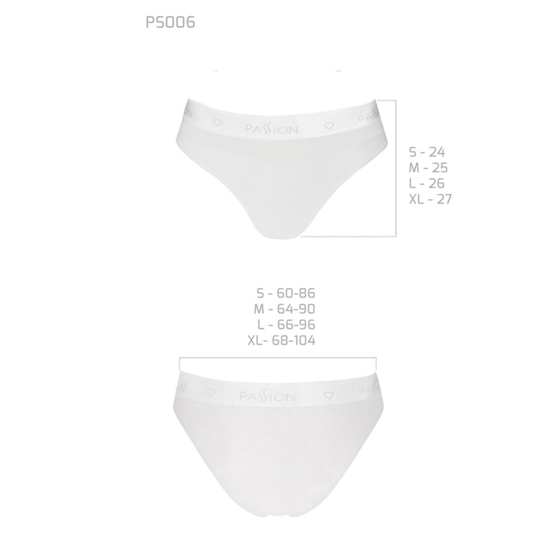Трусики з прозорою вставкою Passion PS006 PANTIES XL, білий