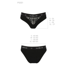 Трусики з широкою гумкою і мереживом Passion PS001 PANTIES XL, чорний колір