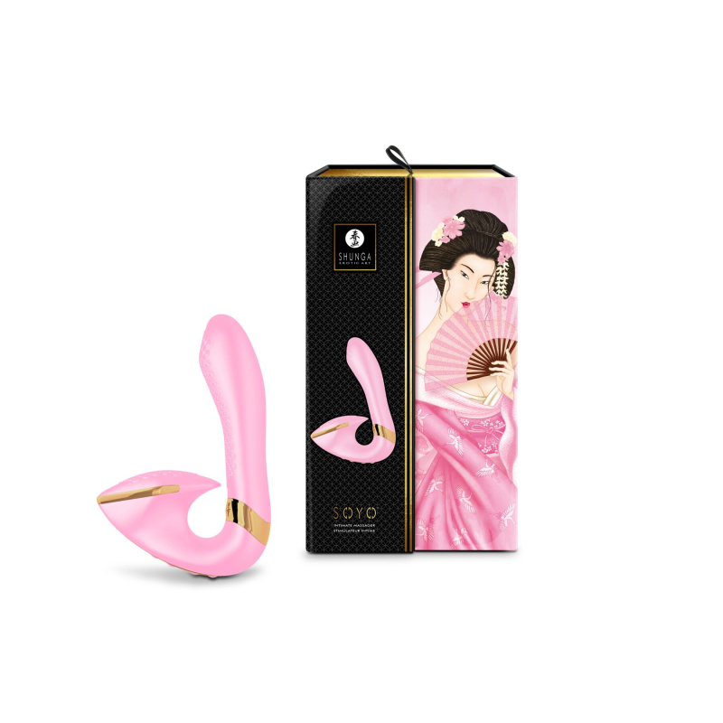 Вагинально-клиторальный вибратор – Shunga Soyo Light Pink – 2 мотора, 10 режимов вибрации на каждый