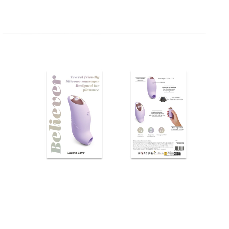 Вакуумный стимулятор для клитора – Love To Love BELIEVER VIVA MAUVE – 5 режимов вибрации