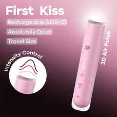 Вакуумний стимулятор – Satisfyer First Kiss, технологія 3D Air Pulse, подвійний силікон, 30 режимів