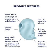 Вакуумний стимулятор з вібрацією "пінгвінчик" – Satisfyer Sassy Seal – 11 рівнів вакууму + 12 вібро