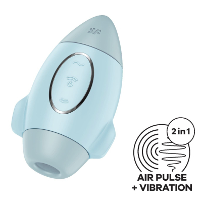 Вакуумний стимулятор з вібрацією – Satisfyer Mission Control Blue – 2 незалежні мотори