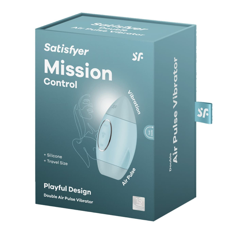 Вакуумний стимулятор з вібрацією – Satisfyer Mission Control Blue – 2 незалежні мотори