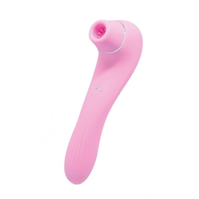 Вакуумний стимулятор з вібрацією та ребристою поверхнею – Wooomy Smoooch Pink – 10 режимів вакууму, 10 вібрації