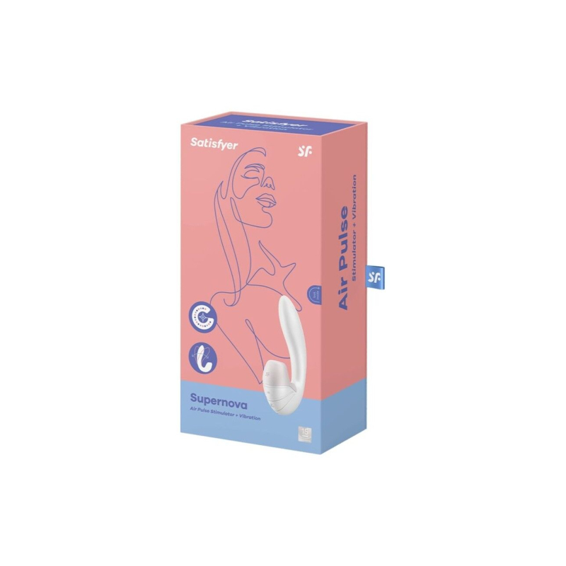 Вакуумный вибратор с гибким стволом – Satisfyer Supernova White – 2 положения ствола, премиум класс