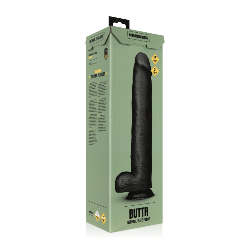 Величезний Чорний Фалоімітатор на присосці довжиною 43 см – BUTTR - Operation Dingo Huge Dildo