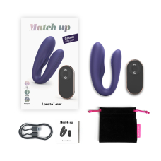 Вібратор для пар – Love To Love Match Up Midnight Indigo – пульт управління, 2 двигуни, 9 режимів вібрації