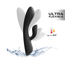 Вібратор-кролик – Dorcel FLEXI RABBIT BLACK – підігрів 40°C, гнучкий стовбур, 2 автономні мотори