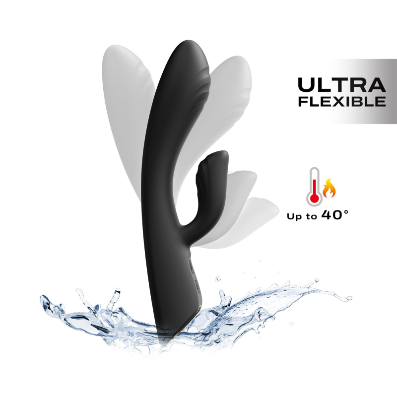 Вібратор-кролик – Dorcel FLEXI RABBIT BLACK – підігрів 40°C, гнучкий стовбур, 2 автономні мотори