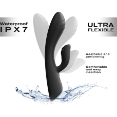 Вібратор-кролик – Dorcel FLEXI RABBIT BLACK – підігрів 40°C, гнучкий стовбур, 2 автономні мотори
