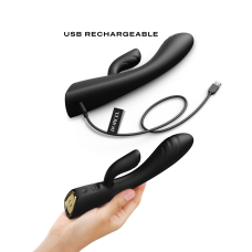 Вібратор-кролик – Dorcel FLEXI RABBIT BLACK – підігрів 40°C, гнучкий стовбур, 2 автономні мотори
