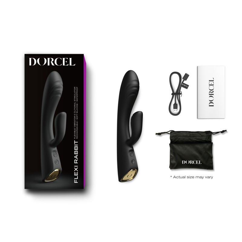 Вібратор-кролик – Dorcel FLEXI RABBIT BLACK – підігрів 40°C, гнучкий стовбур, 2 автономні мотори
