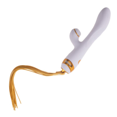 Вібратор-кролик з еротичним флогером – LOCKINK SEVANDA Whip White & Golden – 10 режимів