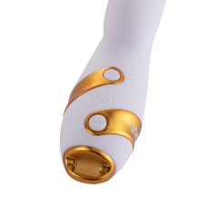 Вібратор-кролик з еротичним флогером – LOCKINK SEVANDA Whip White & Golden – 10 режимів
