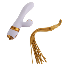 Вибратор-кролик с эротическим флогером – LOCKINK SEVANDA Whip White & Golden – 10 режимов