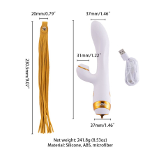 Вибратор-кролик с эротическим флогером – LOCKINK SEVANDA Whip White & Golden – 10 режимов