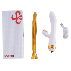 Вибратор-кролик с эротическим флогером – LOCKINK SEVANDA Whip White & Golden – 10 режимов